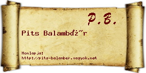 Pits Balambér névjegykártya